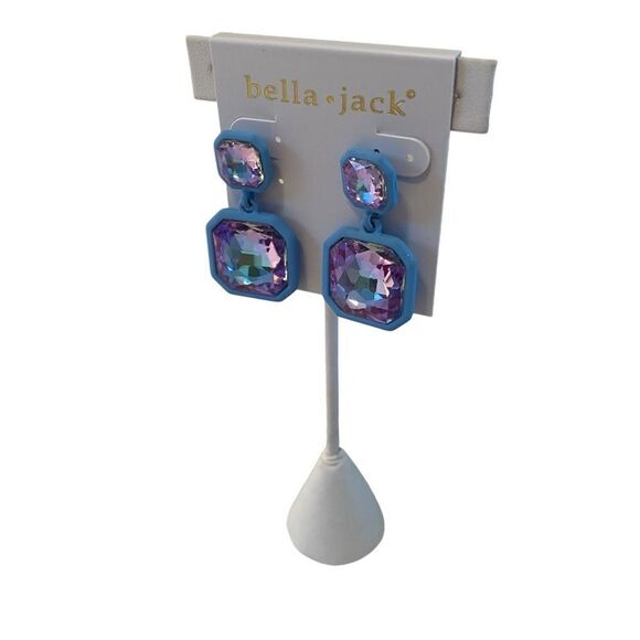 Bella•Jack Beautiful Faceted Iridescent Light Blue/Lavender Drop Earrings - Picture 3 of 7